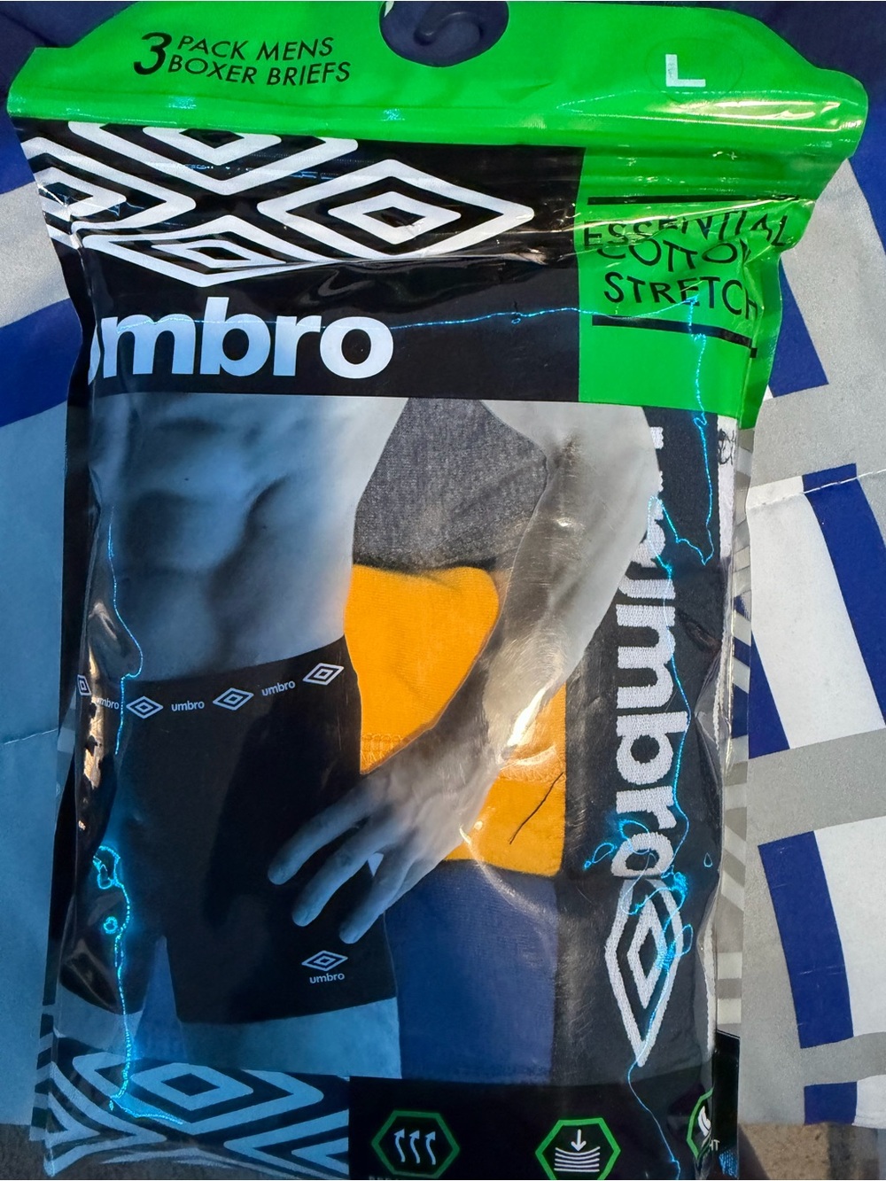 Umbro 3-Pack Men’s Boxer Briefs – Black, Blue, Yellow